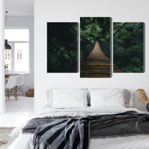 Peinture en plusieurs parties Pont Suspendu En Bois Dans La Forêt – Image 7