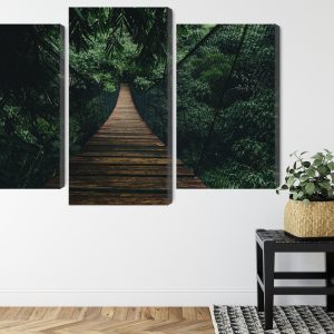 Peinture en plusieurs parties Pont Suspendu En Bois Dans La Forêt – Image 8