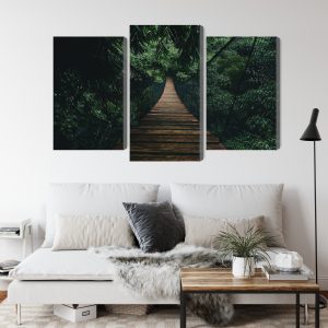 Peinture en plusieurs parties Pont Suspendu En Bois Dans La Forêt – Image 4