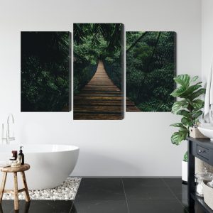 Peinture en plusieurs parties Pont Suspendu En Bois Dans La Forêt – Image 5