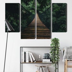 Peinture en plusieurs parties Pont Suspendu En Bois Dans La Forêt – Image 9