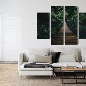 Peinture en plusieurs parties Pont Suspendu En Bois Dans La Forêt – Image 6