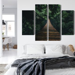 Peinture en plusieurs parties Pont Suspendu En Bois Dans La Forêt – Image 7