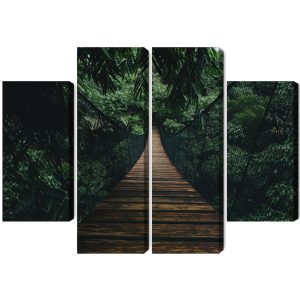 Peinture en plusieurs parties Pont Suspendu En Bois Dans La Forêt – Image 2