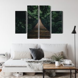 Peinture en plusieurs parties Pont Suspendu En Bois Dans La Forêt – Image 4