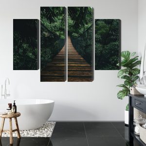 Peinture en plusieurs parties Pont Suspendu En Bois Dans La Forêt – Image 5