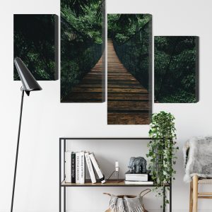 Peinture en plusieurs parties Pont Suspendu En Bois Dans La Forêt – Image 9