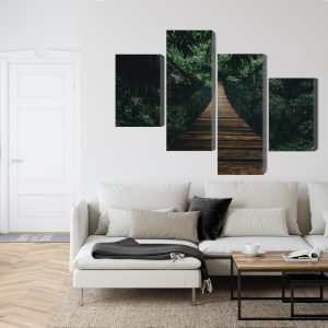 Peinture en plusieurs parties Pont Suspendu En Bois Dans La Forêt – Image 6