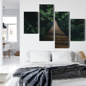 Peinture en plusieurs parties Pont Suspendu En Bois Dans La Forêt – Image 7
