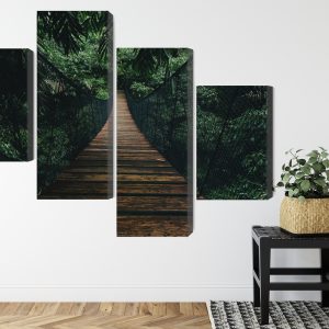 Peinture en plusieurs parties Pont Suspendu En Bois Dans La Forêt – Image 8