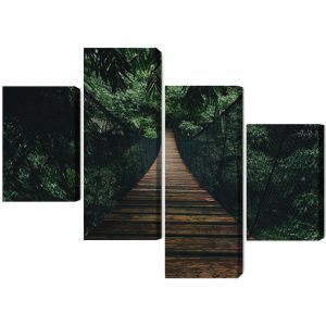Peinture en plusieurs parties Pont Suspendu En Bois Dans La Forêt – Image 2