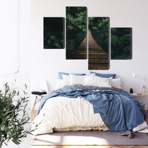 Peinture en plusieurs parties Pont Suspendu En Bois Dans La Forêt – Image 3