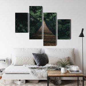 Peinture en plusieurs parties Pont Suspendu En Bois Dans La Forêt – Image 4