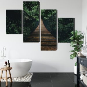 Peinture en plusieurs parties Pont Suspendu En Bois Dans La Forêt – Image 5