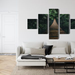 Peinture en plusieurs parties Pont Suspendu En Bois Dans La Forêt – Image 6