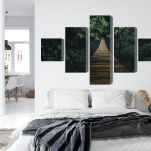 Peinture en plusieurs parties Pont Suspendu En Bois Dans La Forêt – Image 7