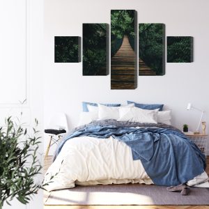 Peinture en plusieurs parties Pont Suspendu En Bois Dans La Forêt – Image 3