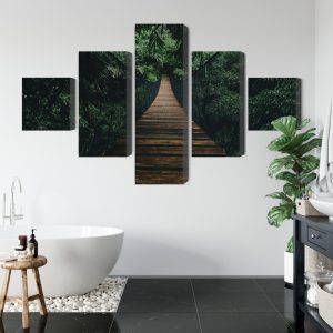 Peinture en plusieurs parties Pont Suspendu En Bois Dans La Forêt – Image 5