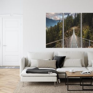 Peinture en plusieurs parties Pont Suspendu Dans Une Forêt De Montagne 3D – Image 6