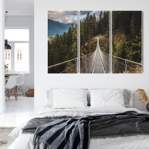 Peinture en plusieurs parties Pont Suspendu Dans Une Forêt De Montagne 3D – Image 7