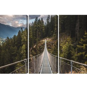 Peinture en plusieurs parties Pont Suspendu Dans Une Forêt De Montagne 3D – Image 2
