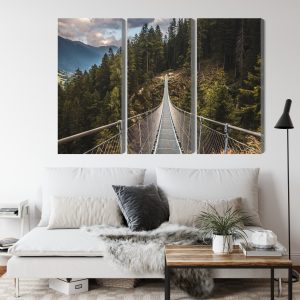 Peinture en plusieurs parties Pont Suspendu Dans Une Forêt De Montagne 3D – Image 4
