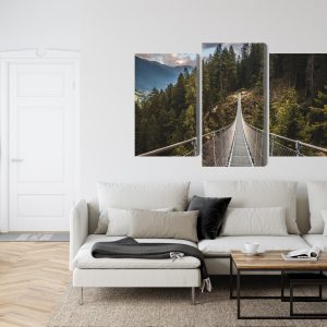 Peinture en plusieurs parties Pont Suspendu Dans Une Forêt De Montagne 3D – Image 6