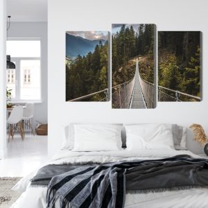 Peinture en plusieurs parties Pont Suspendu Dans Une Forêt De Montagne 3D – Image 7