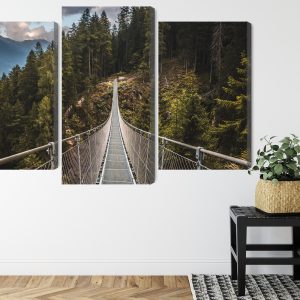 Peinture en plusieurs parties Pont Suspendu Dans Une Forêt De Montagne 3D – Image 8