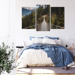 Peinture en plusieurs parties Pont Suspendu Dans Une Forêt De Montagne 3D – Image 3