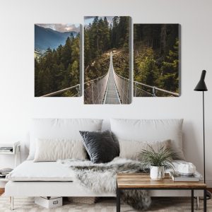 Peinture en plusieurs parties Pont Suspendu Dans Une Forêt De Montagne 3D – Image 4