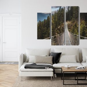 Peinture en plusieurs parties Pont Suspendu Dans Une Forêt De Montagne 3D – Image 6