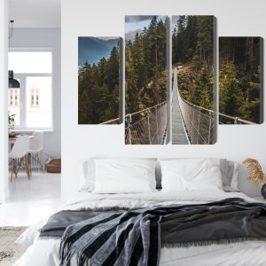 Peinture en plusieurs parties Pont Suspendu Dans Une Forêt De Montagne 3D – Image 7
