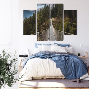 Peinture en plusieurs parties Pont Suspendu Dans Une Forêt De Montagne 3D – Image 3