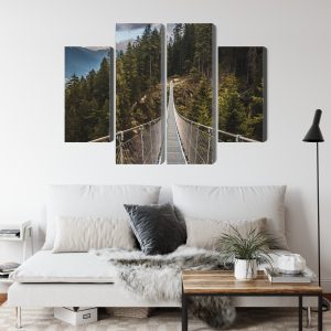 Peinture en plusieurs parties Pont Suspendu Dans Une Forêt De Montagne 3D – Image 4