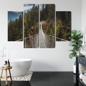 Peinture en plusieurs parties Pont Suspendu Dans Une Forêt De Montagne 3D – Image 5