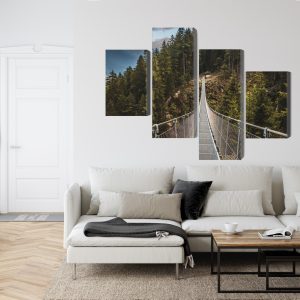 Peinture en plusieurs parties Pont Suspendu Dans Une Forêt De Montagne 3D – Image 6