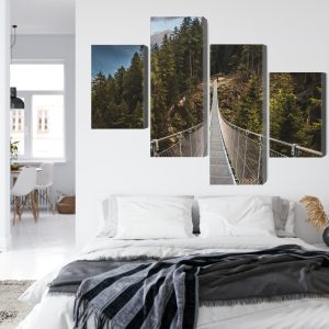 Peinture en plusieurs parties Pont Suspendu Dans Une Forêt De Montagne 3D – Image 7