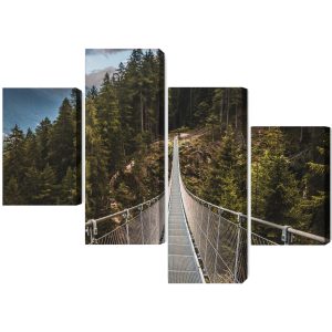 Peinture en plusieurs parties Pont Suspendu Dans Une Forêt De Montagne 3D – Image 2