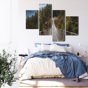 Peinture en plusieurs parties Pont Suspendu Dans Une Forêt De Montagne 3D – Image 3