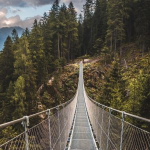 Peinture en plusieurs parties Pont Suspendu Dans Une Forêt De Montagne 3D – Image 1