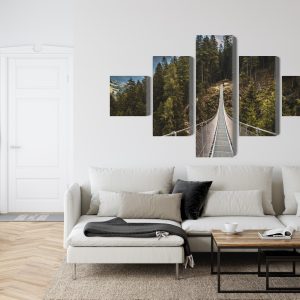 Peinture en plusieurs parties Pont Suspendu Dans Une Forêt De Montagne 3D – Image 6