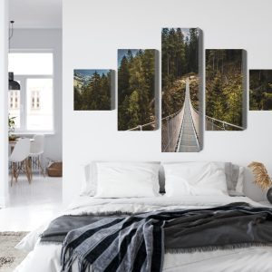 Peinture en plusieurs parties Pont Suspendu Dans Une Forêt De Montagne 3D – Image 7