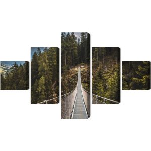 Peinture en plusieurs parties Pont Suspendu Dans Une Forêt De Montagne 3D – Image 2