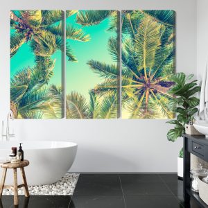 Peinture en plusieurs parties Vue De Dessous Des Palmiers – Image 5