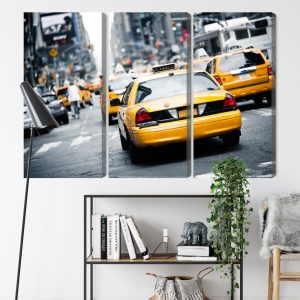 Peinture en plusieurs parties Des Taxis Dans Les Rues De New York – Image 9