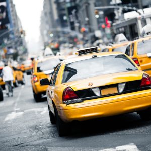 Peinture en plusieurs parties Des Taxis Dans Les Rues De New York – Image 1