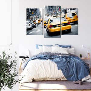 Peinture en plusieurs parties Des Taxis Dans Les Rues De New York – Image 3