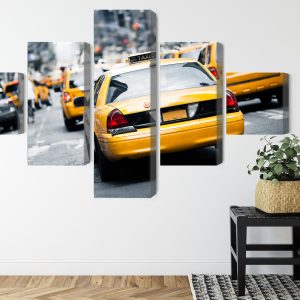 Peinture en plusieurs parties Des Taxis Dans Les Rues De New York – Image 8