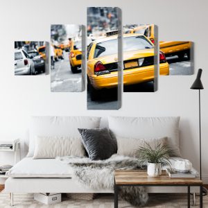 Peinture en plusieurs parties Des Taxis Dans Les Rues De New York – Image 4